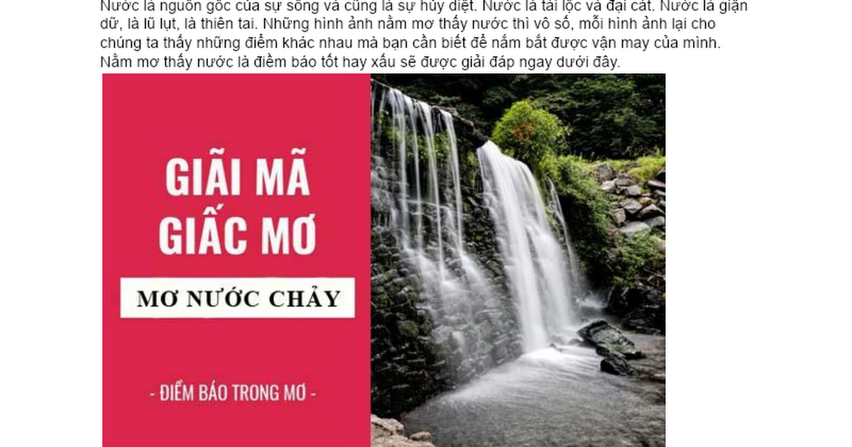 Giấc mơ thấy vòi nước chảy mạnh: Điềm báo tốt hay xấu?